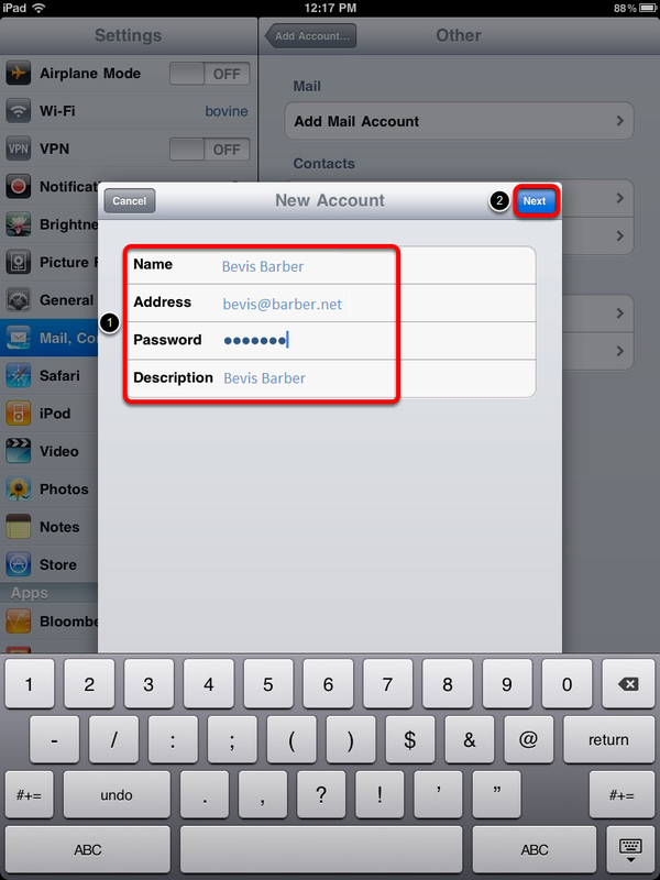 iPad Email Configuration