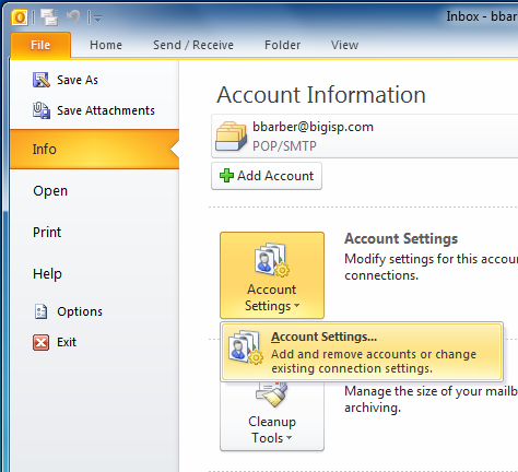 Outlook 2010 сервер недоступен