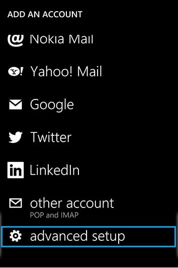 Windows Phone Email Configuration